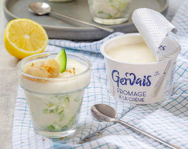 Verrine crème de concombre Gervais et crevettes